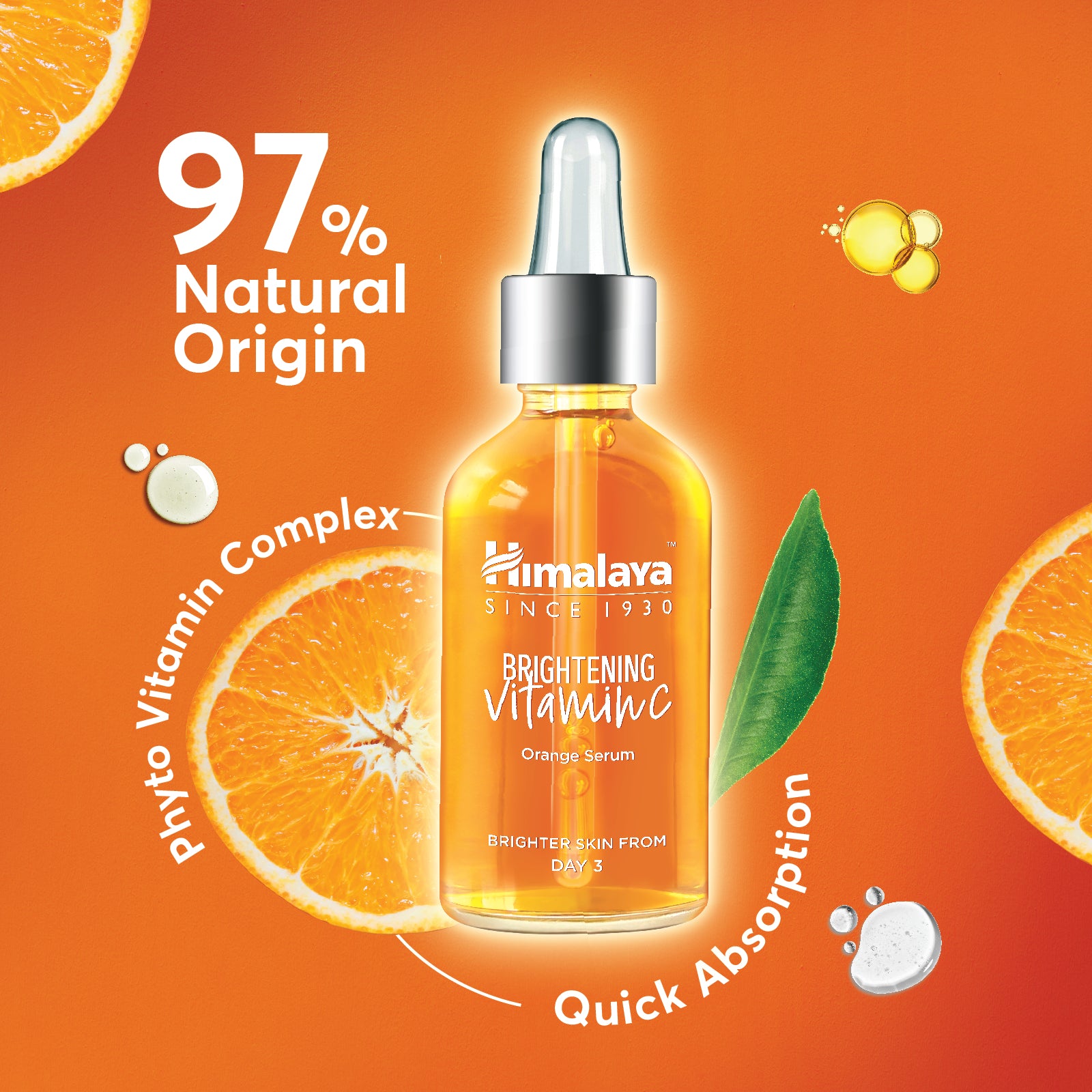 Sérum éclaircissant à La Vitamine C Himalaya - 15ml, SPF 35, Parfum Orange